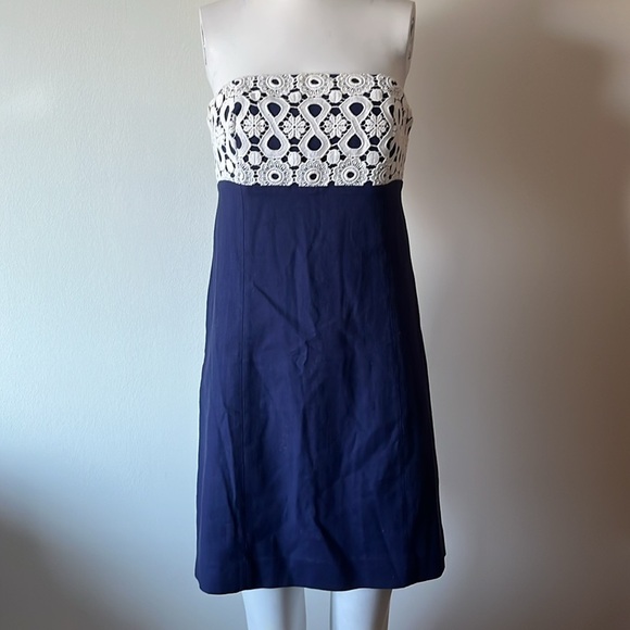 Lilly Pulitzer Bowen Navy Lace Strapless Dress - Picture 4 of 10